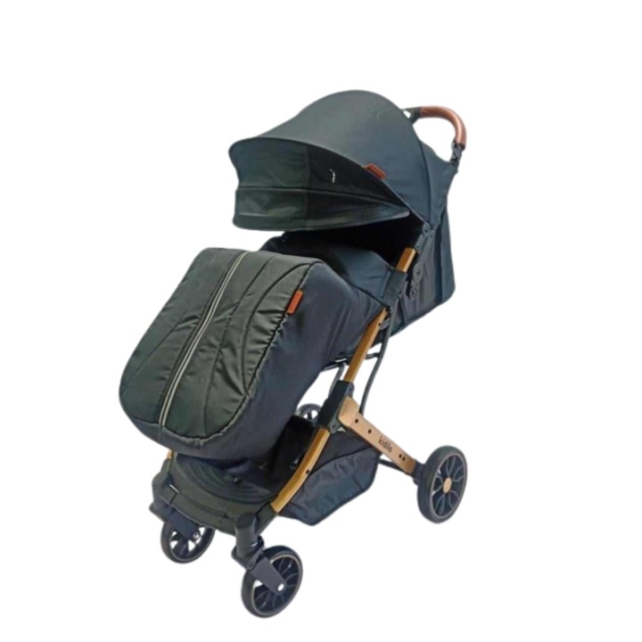 Carucior pentru bebelusi, Bubu-Still, cu pozitie de somn, 0-36 luni, cu husa impermeabila pentru picioare, Negru