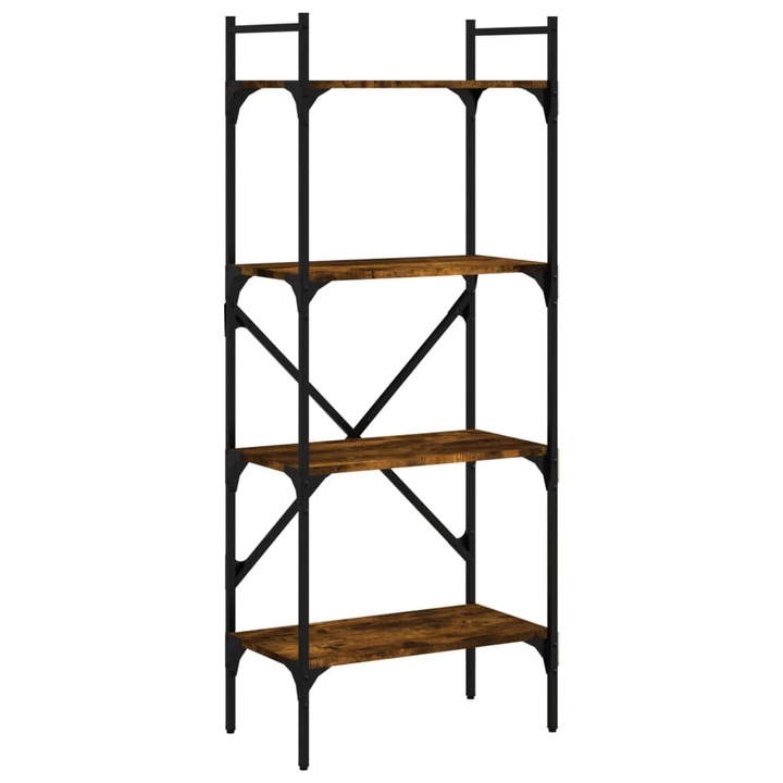 Biblioteca cu 4 niveluri, stejar fumuriu, 56x31, 5x138, 5 cm lemn 833340