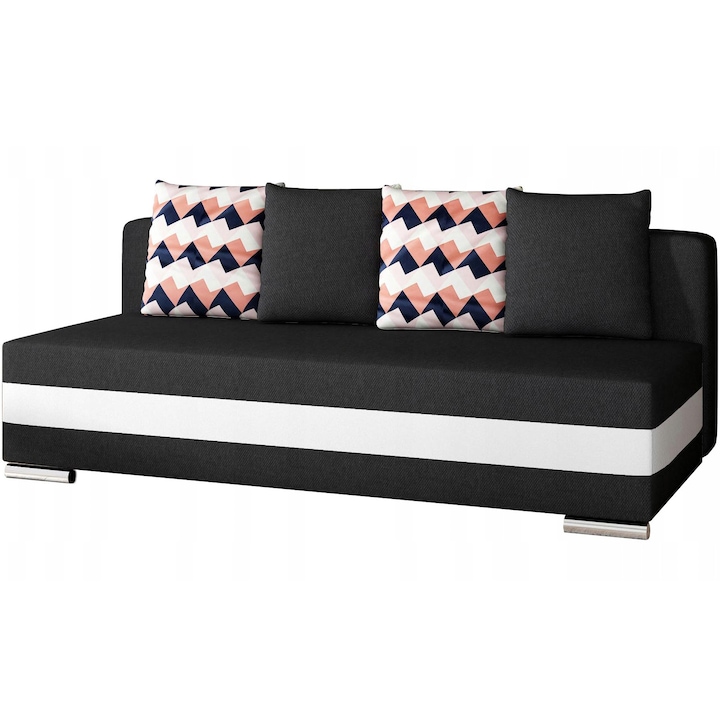 Разтегателен диван ELTAP Calia, 2 места, Черен/Бял, 195x86x83 см, С кутия за съхранение CAL_01