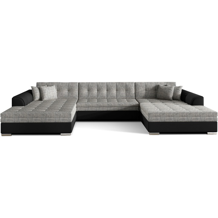 Canapea/Coltar extensibila ELTAP Vento 5 locuri, universal, gri negru, 359x165x78 cm, VET04