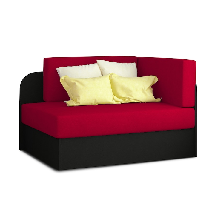 Canapea extensibila ELTAP Rosa 2 locuri, rosu/negru, 107x75x60 cm, cu cutie de depozitare Ros_02