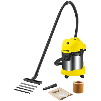 Aspirator multifunctional Karcher WD 3 Premium, Aspirare umeda si uscata, 17 l, Furtun 2 m, 1000 W, Sac filtru din hartie, Functie de suflare, Galben/Negru Aspirator multifunctional Karcher WD 3 Premium, Aspirare umeda si uscata, 17 l, Furtun 2 m, 1000 W, Sac filtru din hartie, Functie de suflare, Galben/Negru