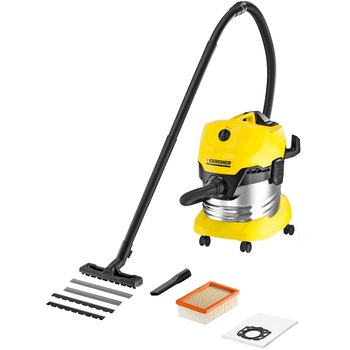 Aspirator multifunctional Karcher WD 4 Premium, Aspirare umeda si uscata, 20 l, Furtun 2.2 m, 1000 W, Sac filtru din pasla, Galben/Negru Aspirator multifunctional Karcher WD 4 Premium, Aspirare umeda si uscata, 20 l, Furtun 2.2 m, 1000 W, Sac filtru din pasla, Galben/Negru