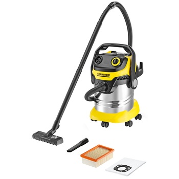 Aspirator multifunctional Karcher WD 5 Premium, Aspirare umeda si uscata, 25 l, Furtun 2.2 m, 1100 W, Sac filtru din pasla, Functie de suflare, Galben/Negru Aspirator multifunctional Karcher WD 5 Premium, Aspirare umeda si uscata, 25 l, Furtun 2.2 m, 1100 W, Sac filtru din pasla, Functie de suflare, Galben/Negru