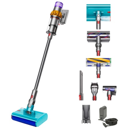Aspirator vertical fara fir cu spalare Dyson V15s Detect Submarine, 660 W, 240 AW, autonomie 60 minute, galben/nichel