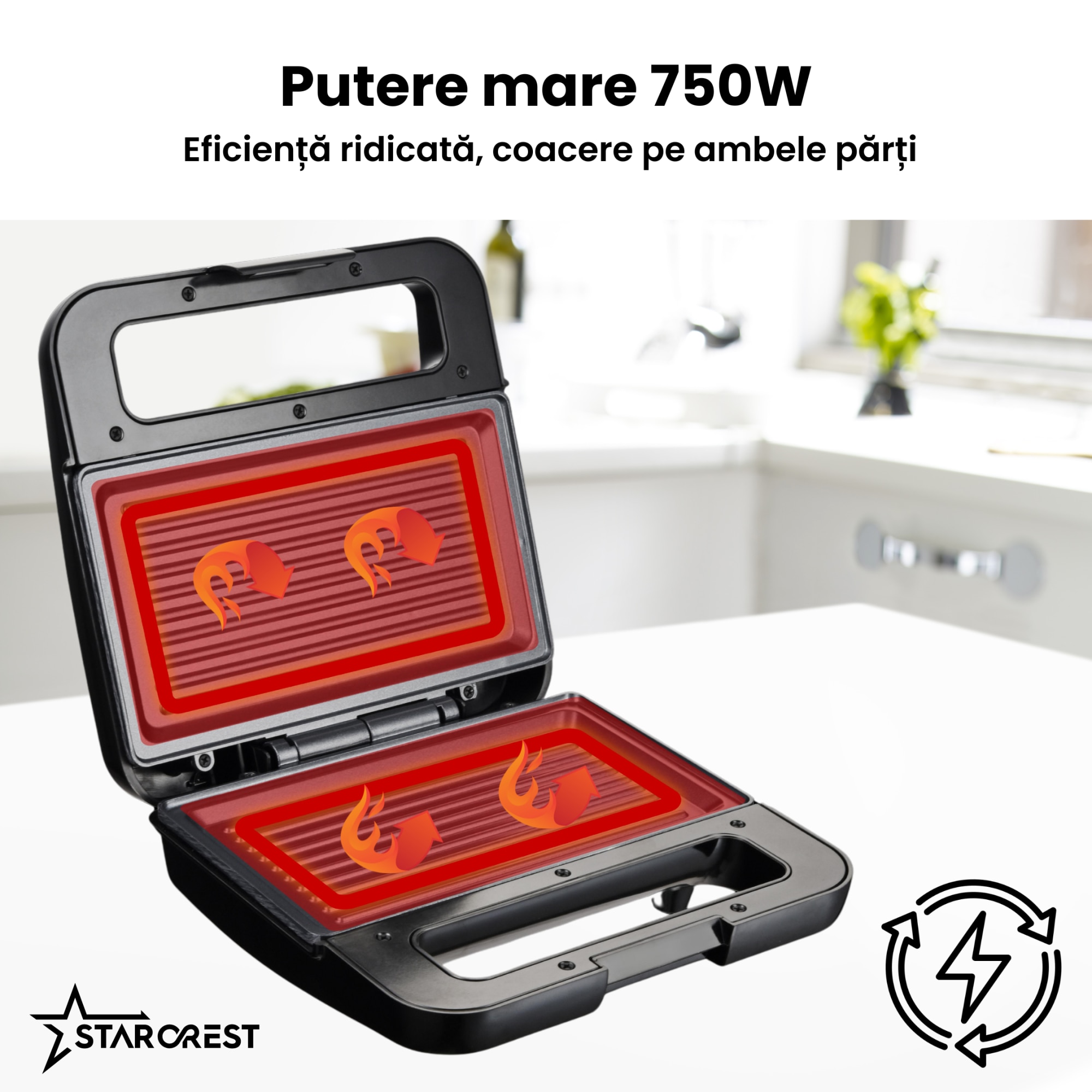 Starcrest STARCREST SSM-2130IX Panini Grill szendvicssütő, 750 W, LED jelzőfény ...