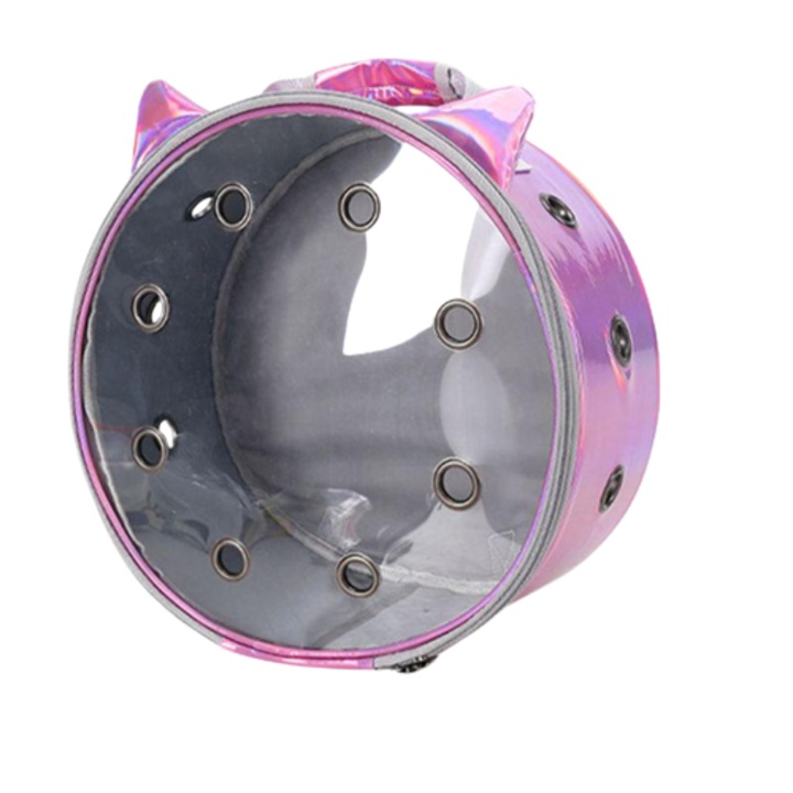 Rucsac transport animale de companie shiny, Sarsaila, Roz, 35x17x35 cm