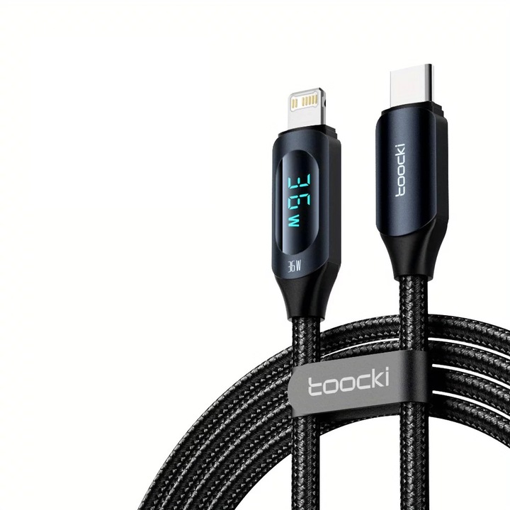 Cablu date si incarcare USB C - Tip Lightning, compatibil Iphone, lungime 2 m, afisaj digital, incarcare rapida maxim 36W