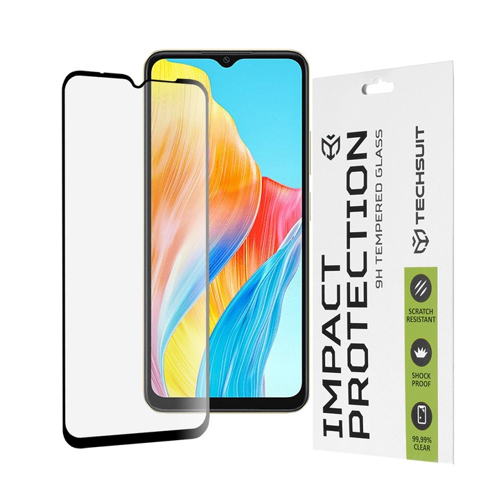 Folie telefon 111D Full Cover / Full Glue Glass Oppo A38 / A18 Negru