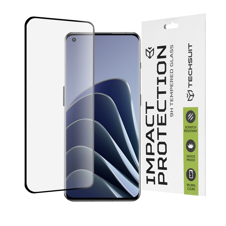 Стъклен Протектор за OnePlus 10 Pro/11/11R/Ace 2/Ace 2 Pro/Find X5 Pro - Techsuit Full Cover / Full Glue - Черен