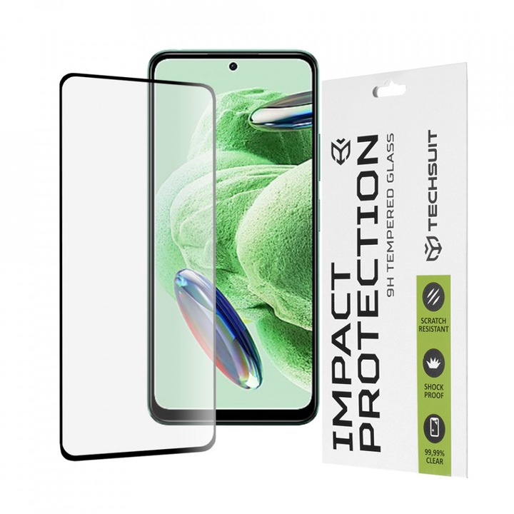 Folie pentru Xiaomi Redmi Note 12 5G / Note 12 4G / Poco X5 - Techsuit 111D teljes borító / teljes ragasztóüveg - fekete