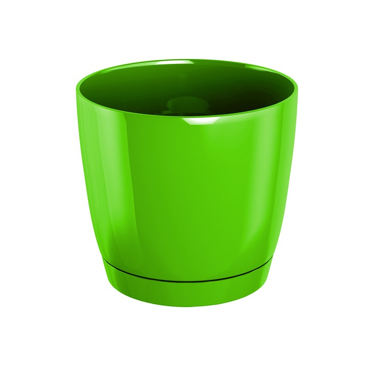 Ghiveci Flori Rotund Coubi DUOP Prosperplast, Ø10cm x 9.2cm, Capacitate 0.5L, Plastic Premium, Culoare Verde Inchis, Design Modern, Elegant, Ideal pentru Plante Mici, Suculente, Rasaduri, Ierburi Aromatice, Decor Interior, Balcon, Birou