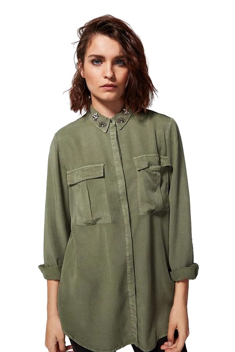 Női ing SPRINGFIELD 6794742-29-36 10-395, Díszítéssel, Zsebekkel, Khaki, 36 EU