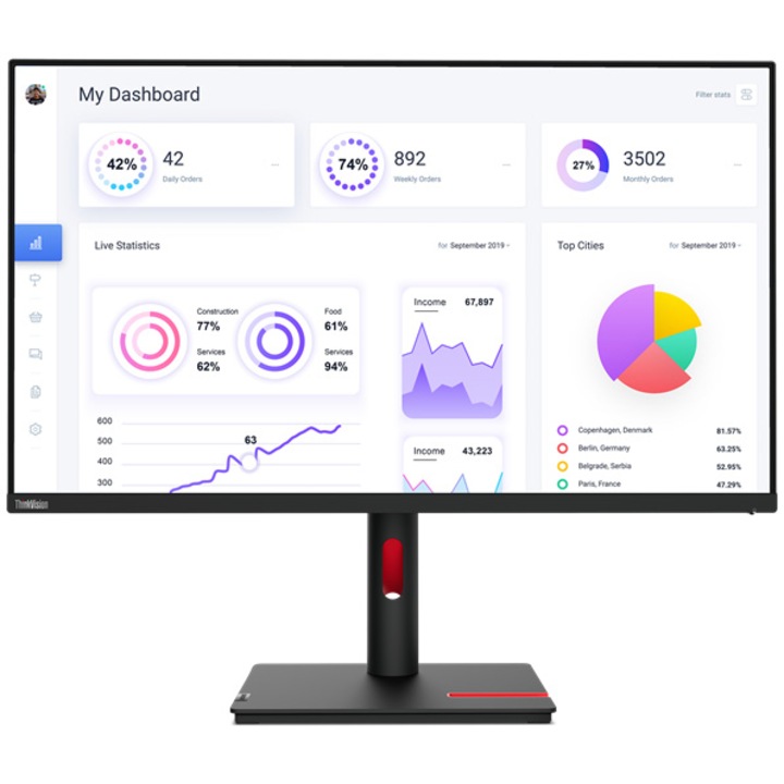 Lenovo T32p-30 LED monitor, 31,5" UHD, 4ms GTG, fekete