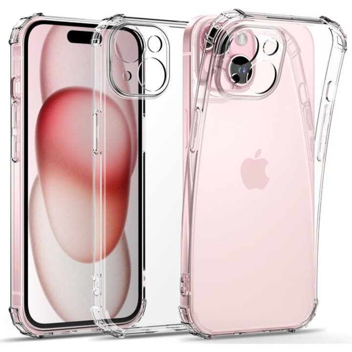 Husa Compatibila cu iPhone 15, Silicon, Anti Shock, Transparenta, 1.5mm