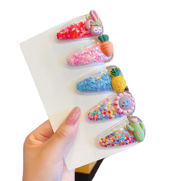 5 db hajcsat és kapcsok szettje, többszínű, 3,5x4cm