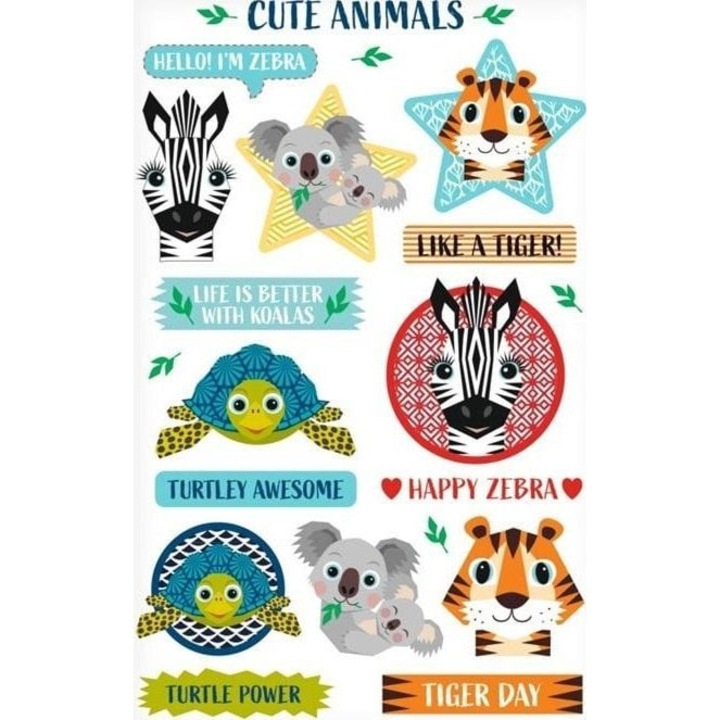 3 db dekoratív matricalap készlet, Herlitz, Cute Animals, 8,4 x 12,1 cm, Többszínű