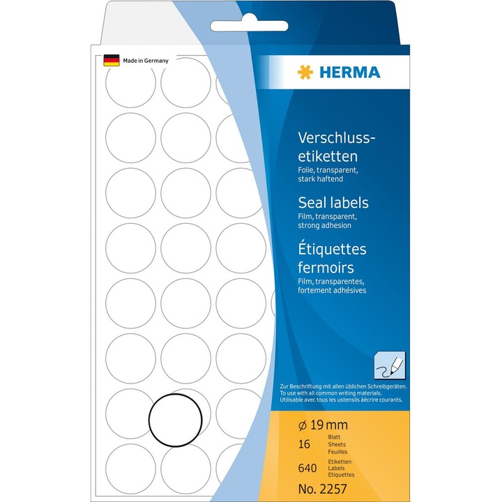 20 db-os zárócímke készlet, Hema, 19 mm, fehér