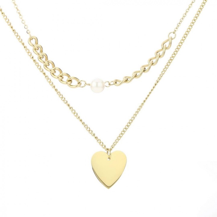 Colier din otel chirurgical placat cu aur 14K, pandantiv inima