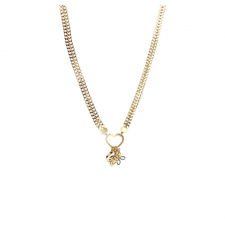 Colier din otel chirurgical placat cu aur de 14k, cu pandantiv