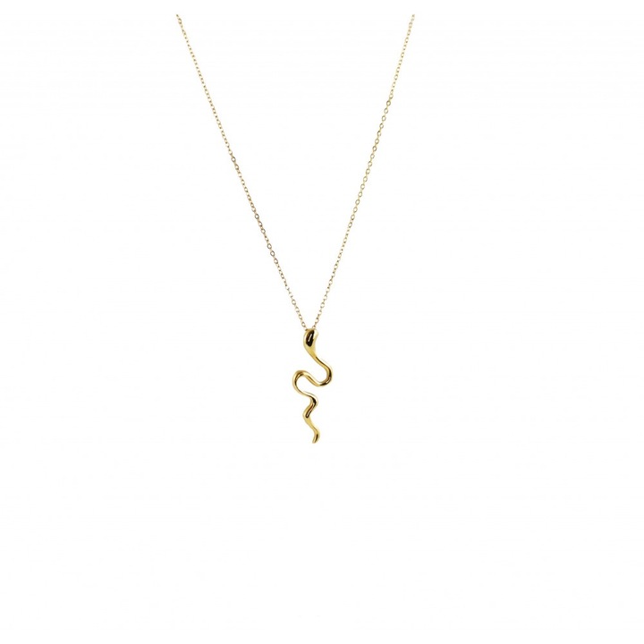 Colier din otel chirurgical placat cu aur 14K, pandantiv, sarpe