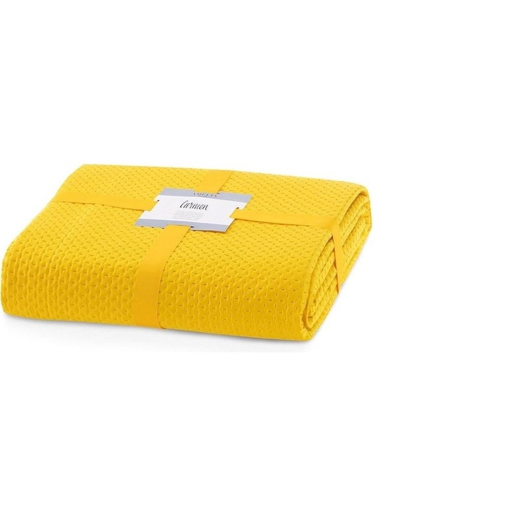 Спално бельо, AmeliaHome, Полиестер, 170 x 210 см, Медено жълто