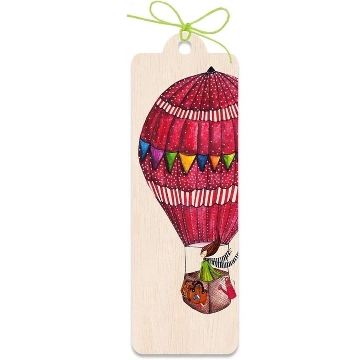 Semn de carte Balloon, Cozywood, Lemn, Multicolor