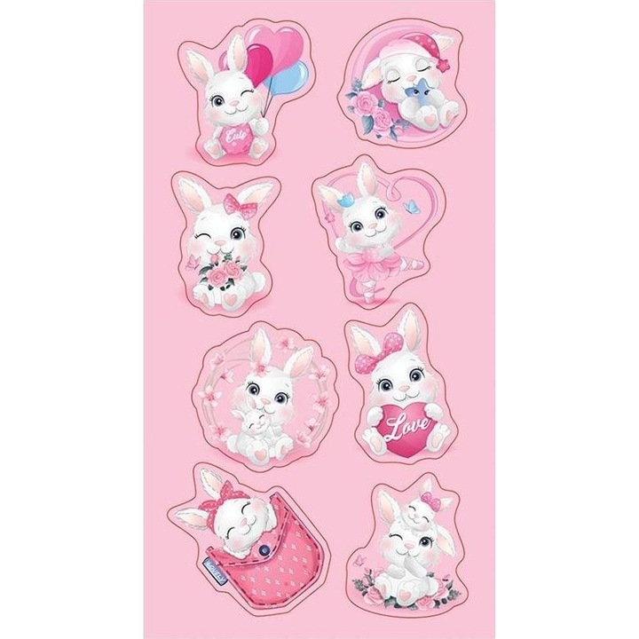 8 db-os Ranok, Rabbit, Multicolor dekoratív matrica készlet