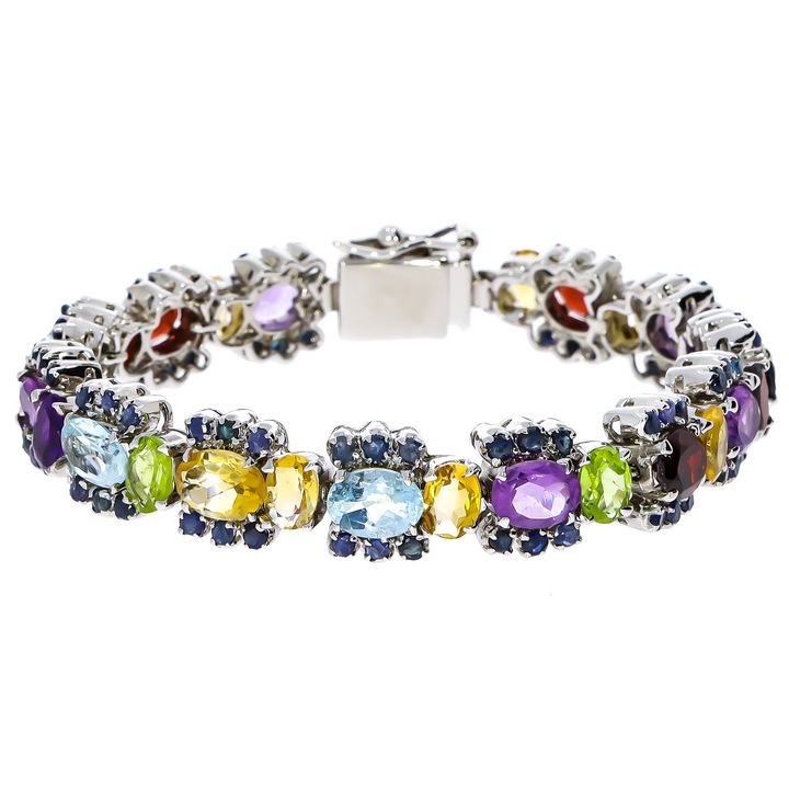 Bratara Argint Florala cu Zirconii Colorate