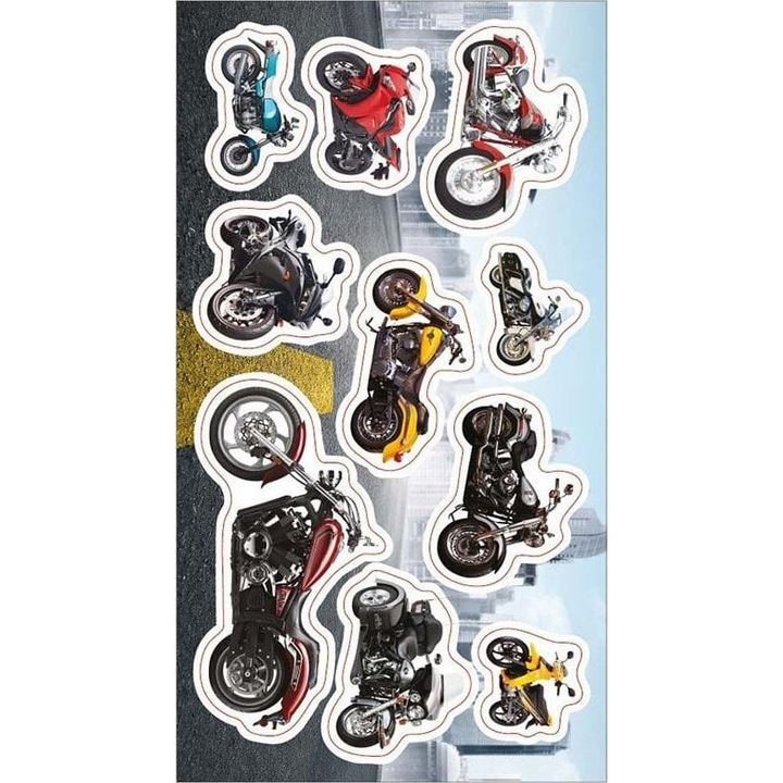 10 db-os Ranok díszmatrica készlet, Motorkerékpárok, Többszínű
