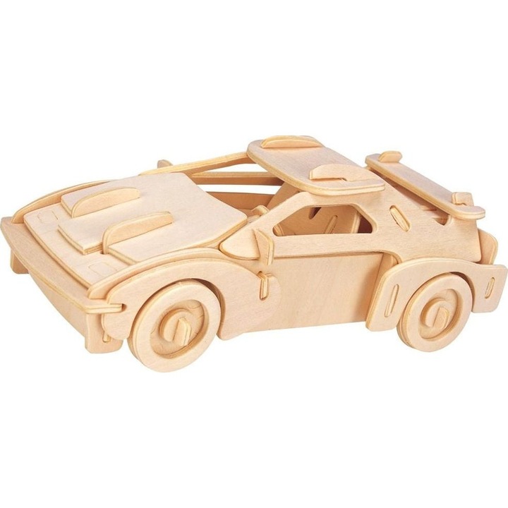 Puzzle 3D Masina, G3, Lemn, Maro