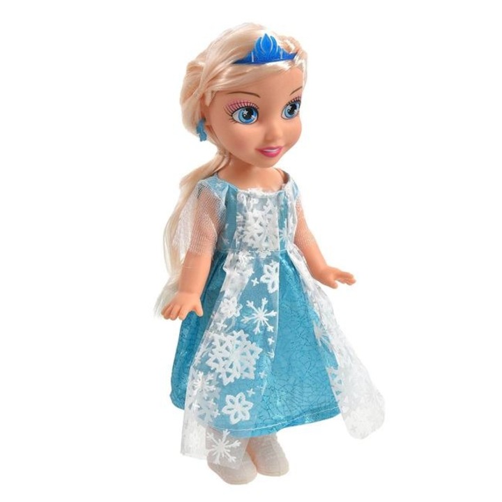 Shopiens® снежна кралица в синя рокля с дантелени снежинки и синя тиара, 28 см