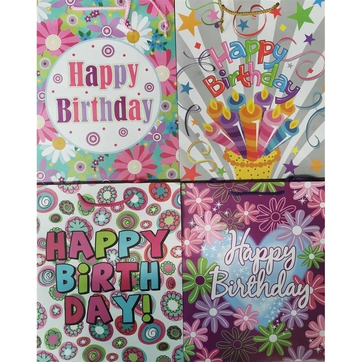 Set genti pentru cadouri laminate, Panorama, Multicolor