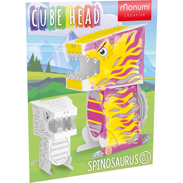 Carte de colorat 3D, Monumi, Dino Spinosaurus, Carton, 5 ani+