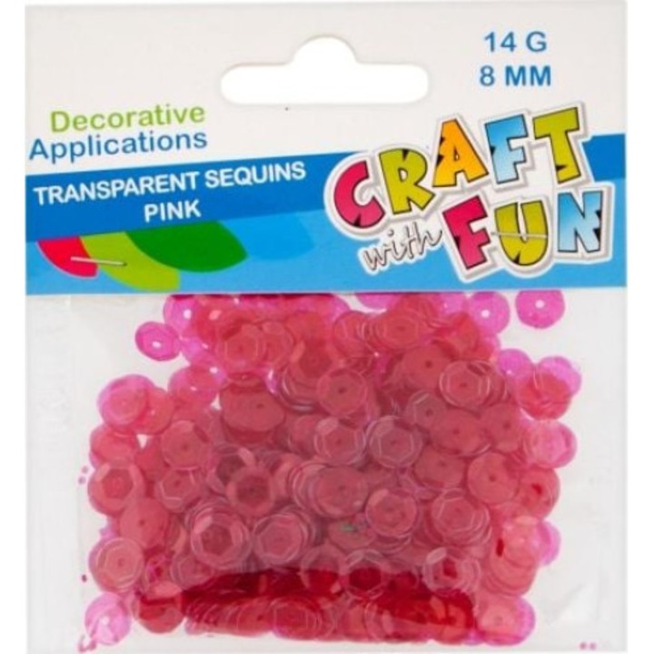 Set paiete, Craft with Fun, 8 mm, Roz