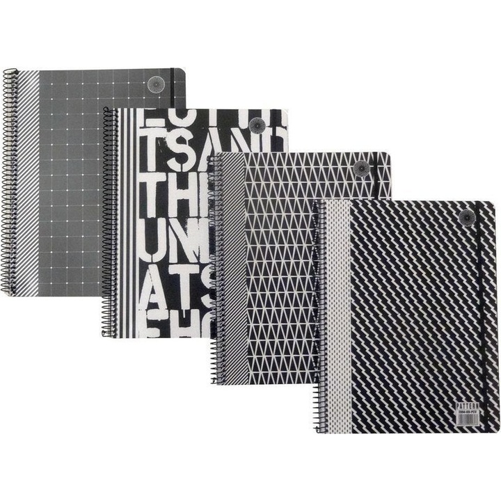 5 darabos matekfüzet készlet, Ziemia Obiecana, PVC, A4, 80 lap, fekete/fehér