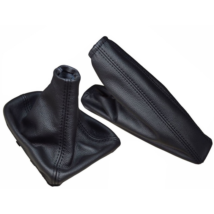 Set burduf si manson frana de mana, Ophelia, Piele sintetica, Compatibile cu Opel Astra 3 III, Negru