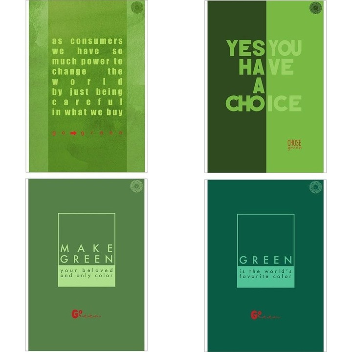 4 füzet készlet, Ziemia Obiecana, A4, 80 lap, Zöld