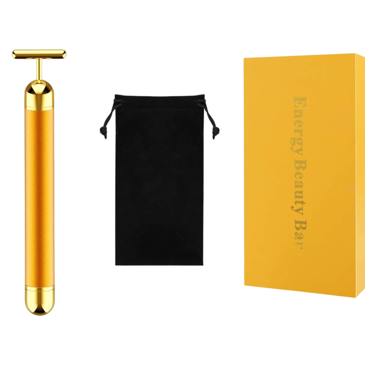 Aparat de masaj si lifting facial de inalta frecventa cu vibratii, Energy Beauty Bar, 14 x 3.2 cm, Auriu