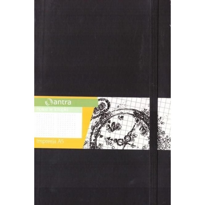 Agenda A5, Antra, Pagini punctate, 172 x 247 mm, Negru
