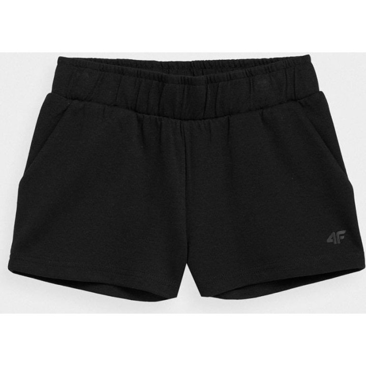 Pantaloni scurti copii, 4F, Bumbac/Poliester, Negru, 158-154 cm
