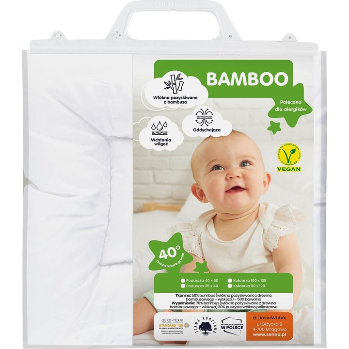 Perna pentru bebe, Bamboo, Bambus/Poliester, 35 x 40cm, Alb
