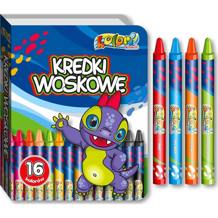 Set creioane Penmate, Premium Dino, 16 culori