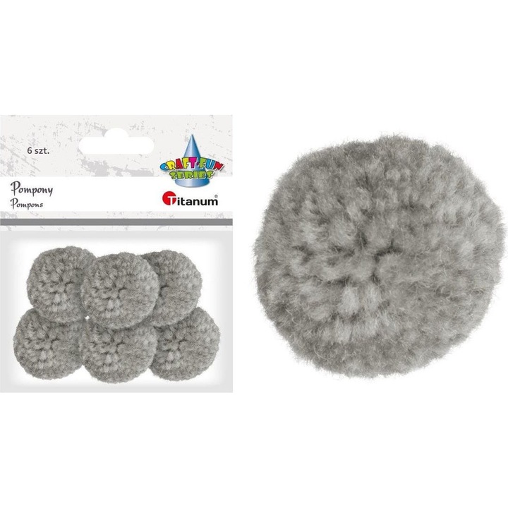 Set pompoane decorative, Titanum, 6 buc, Gri