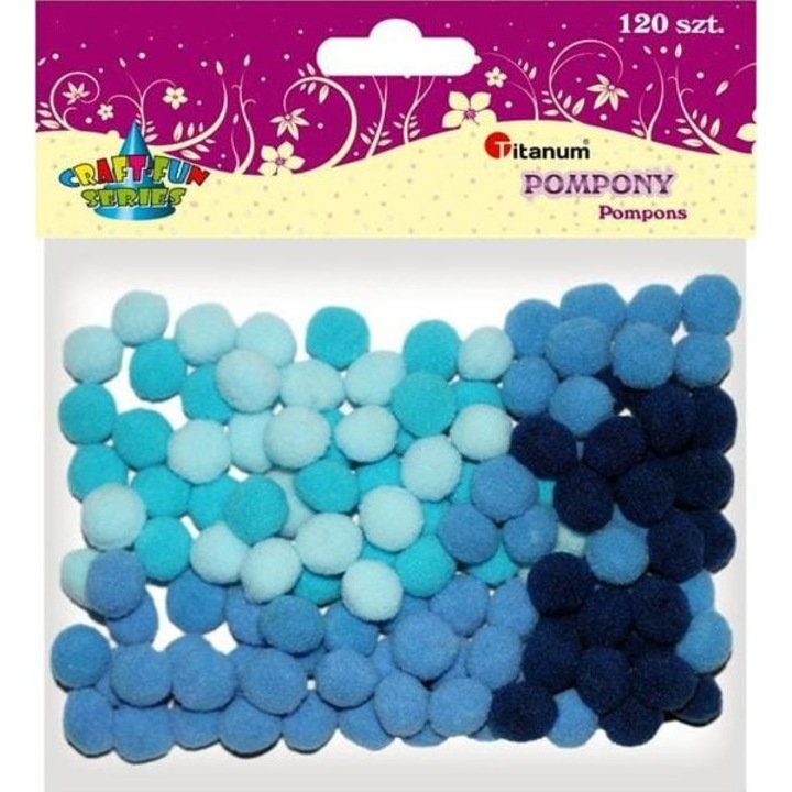 Set 120 pompoane, Titanum, 10mm, Albastru