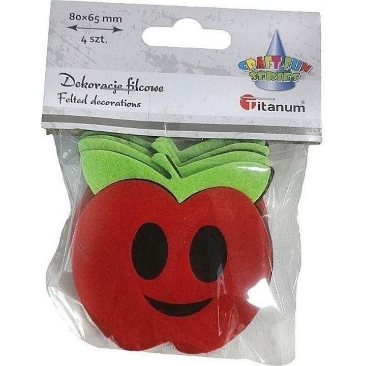 4 db filc dekoráció készlet, Titanum, alma modell, piros/zöld, 80x65mm