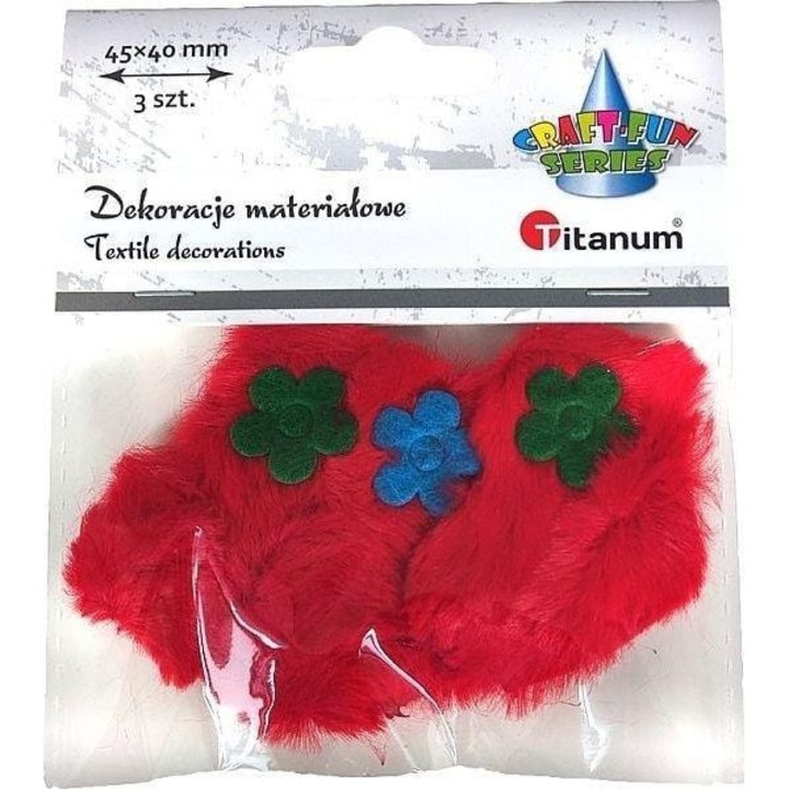 Set 3 decoratiuni, Titanum, 45x40mm, Rosu