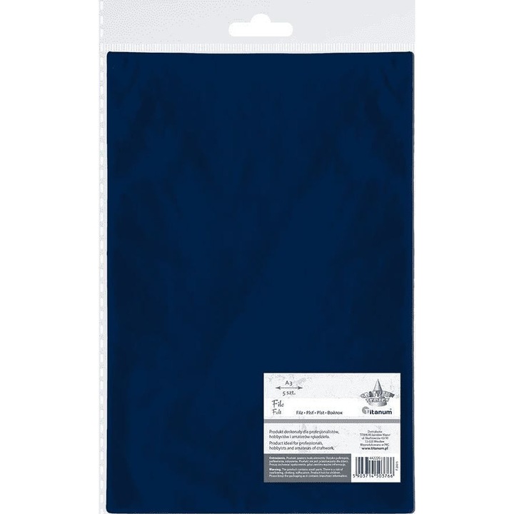5 darab filcpapír készlet, titán, A3, sötétkék