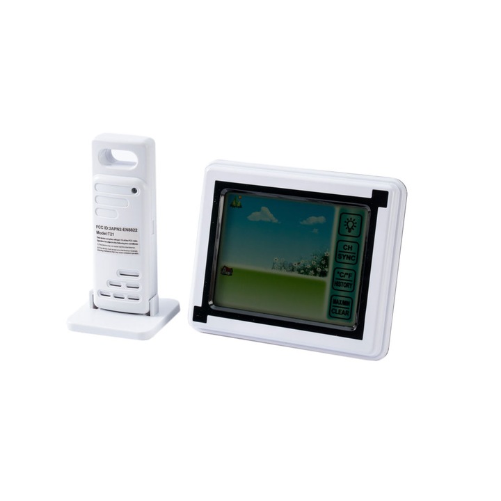Метеостанция WIREMAN EN8822-d White, Термометър, вътрешна и външна температура, Часовник, Аларма, Бял
