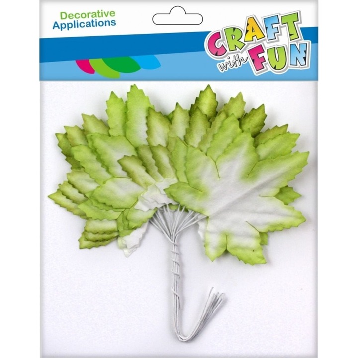 Set 12 frunze decorative, Craft with Fun, Plastic, 11 x 13.5 x 0.5 cm, Verde